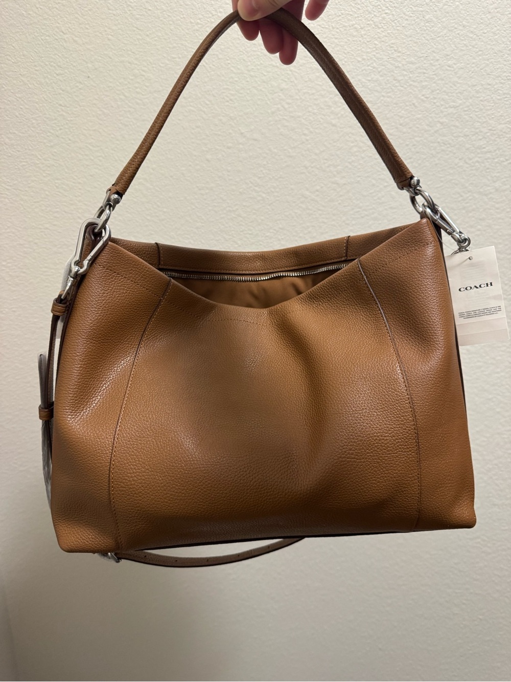 Coach Tan Pebbled Leather Shoulder Bag - Picture 5 of 10